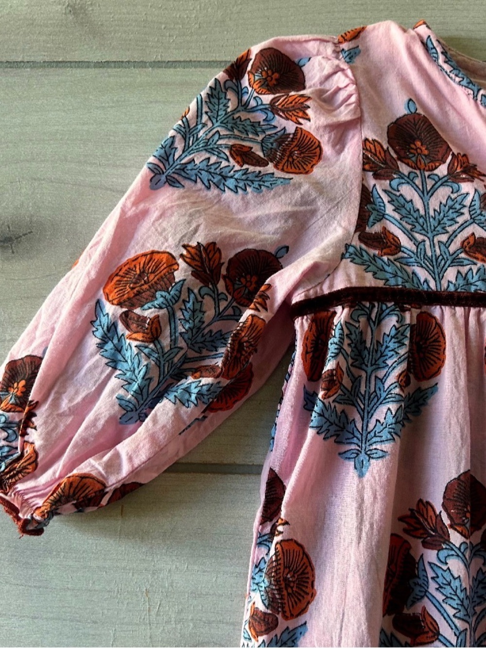 Pink Chicken Girls Pink Floral Print One-Piece Lightweight Cotton Romper - Picture 3 of 4